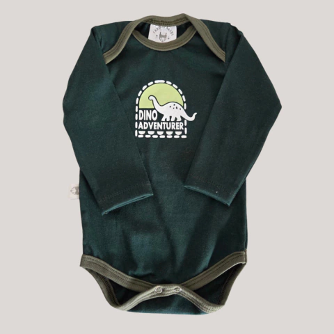 Body algodón verde inglés estampa dino