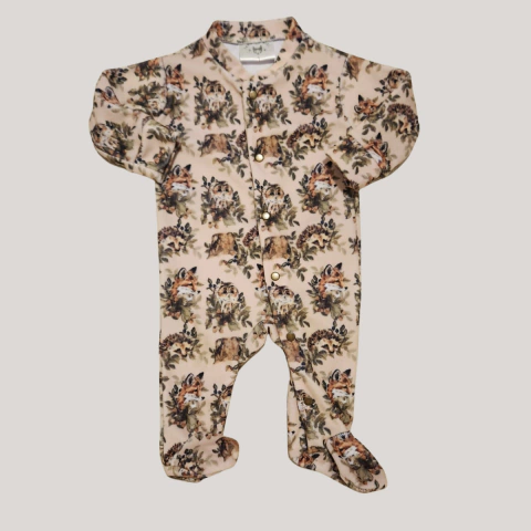 Enterito con pie plush animales beige ML