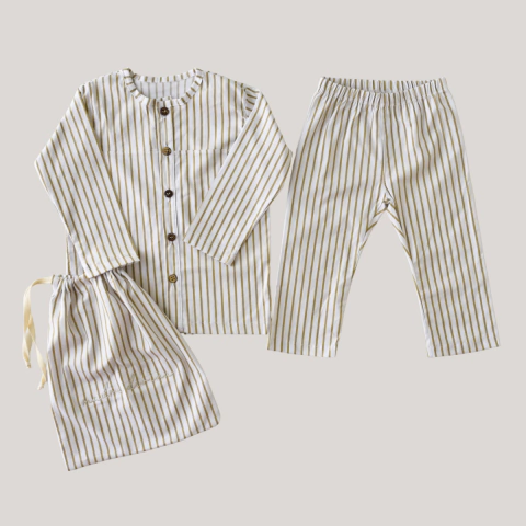 Pijama camisa + pantalón - Trazo beige